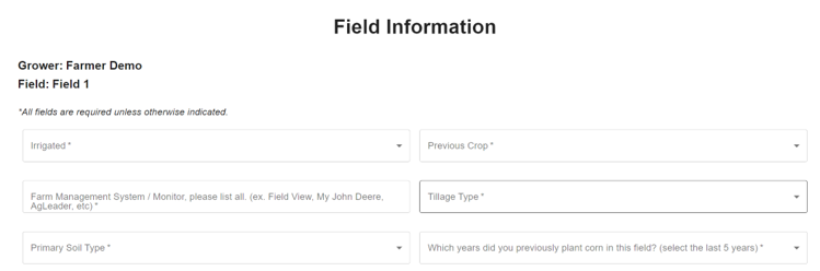 INvision screen to upload field information